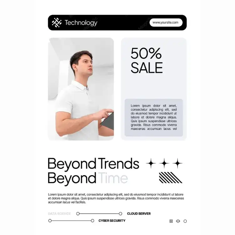 Futuristic business technology setup for corporate website